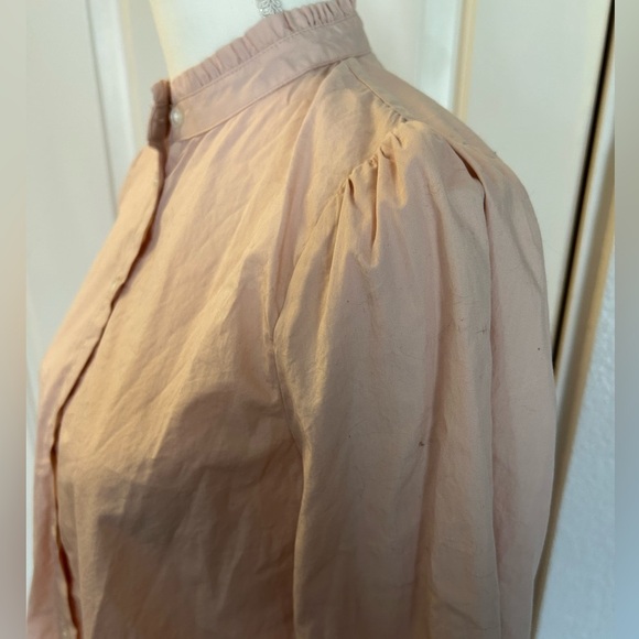 A New Day Pink Ruffle Button Up Long Sleeve High Neck Top Size Small - Picture 5 of 9